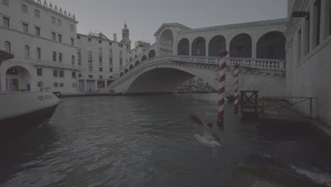 bridge of sighs in venice, italy on a cloudy morning