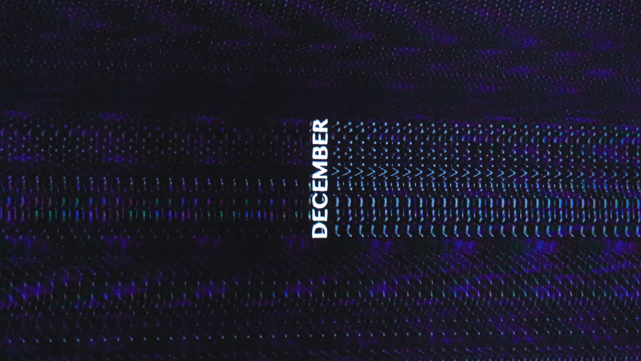 vertical de diciembre palabra en texto blanco contra fondo oscuro retro emulador vhs
