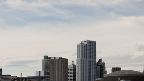 leeds city centre time lapse with fluffy cumulus clouds