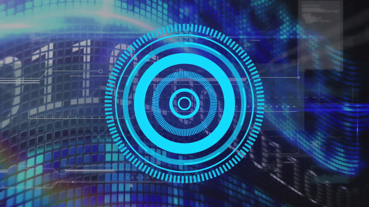 Animation of scope scanning over data processing on black background