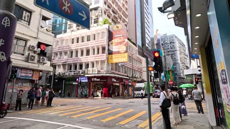 busy city intersection in hong kong