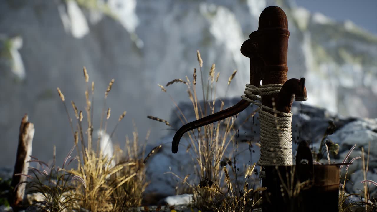 bomba de agua de mano retro oxidada