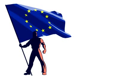 portador de la bandera de la unión europea