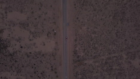 Empty-Desert-Road-in-California-Desert-in-Palmdale,-Aerial-Birds-Eye-Overhead-Top-Down-View