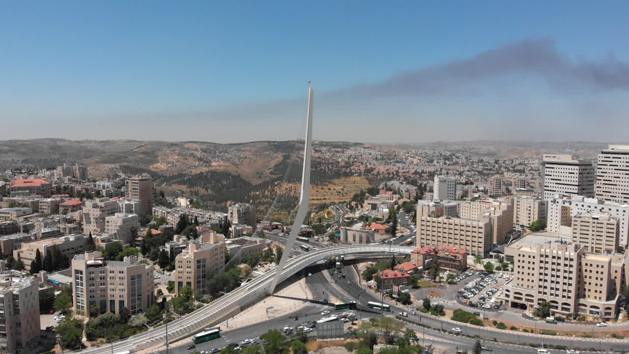 Jerusalem main entrance with Chords Bridge Aerial view