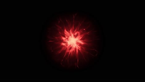 glowing red energy sphere pulsates with electric tendrils against a black background. abstract animation for sci-fi power or mystical effects