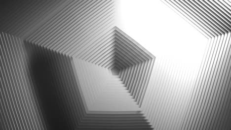 animation of grey pentagons moving on seamless loop