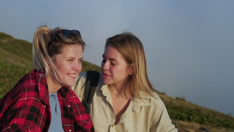 two women hiking and enjoying the view