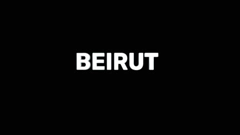 a smooth and high quality, silver 3d text reveal of the capital city "beirut