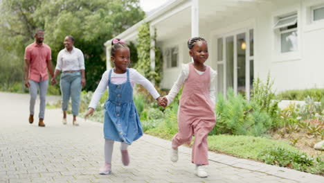 Happy,-holding-hands-and-a-black-family