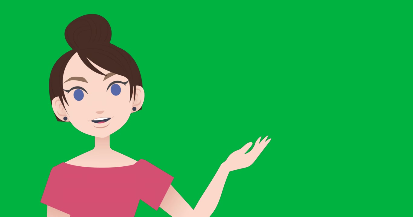 Animation of illustration of caucasian blonde woman talking and pointing on transparent background
