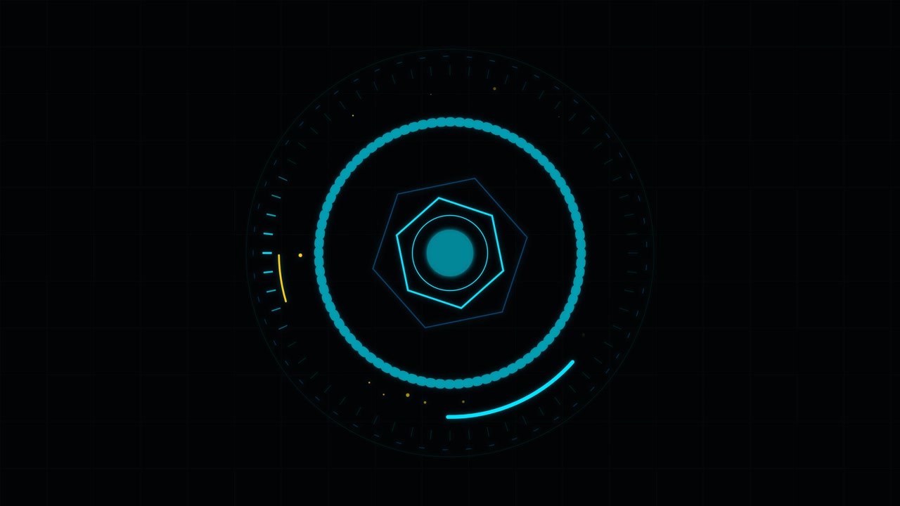 Futuristic Circular HUD Interface Animation with Rotating Elements