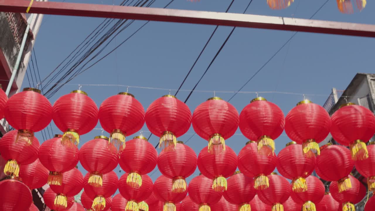 linterna del año nuevo chino en el área de chinatown.