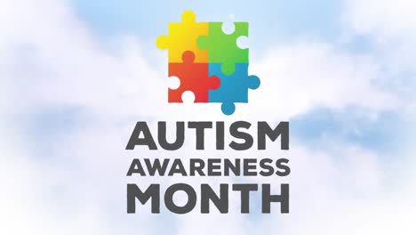 Animation-of-words-Autism-Awareness-Month-over-clouds-on-blue-sky