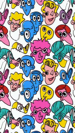 colorful cartoon faces repeating pattern
