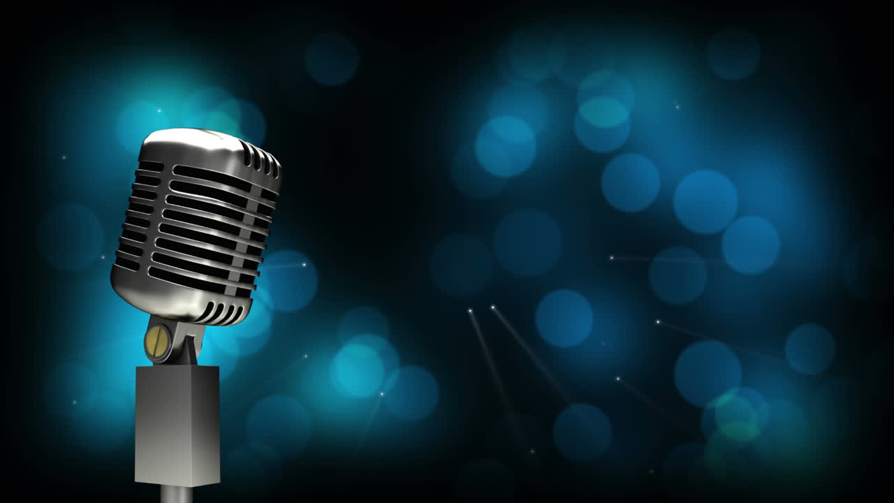 micrófono y luces parpadeantes