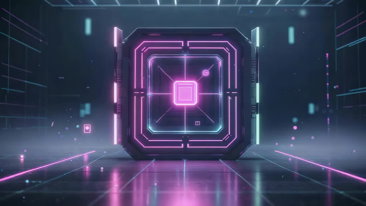 Futuristic Neon Processor in a Digital Environment