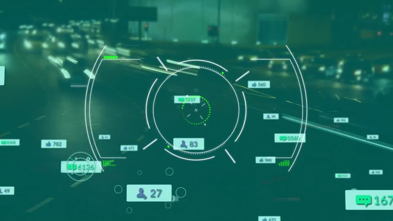 animación de iconos de redes sociales en el ámbito y el paisaje urbano