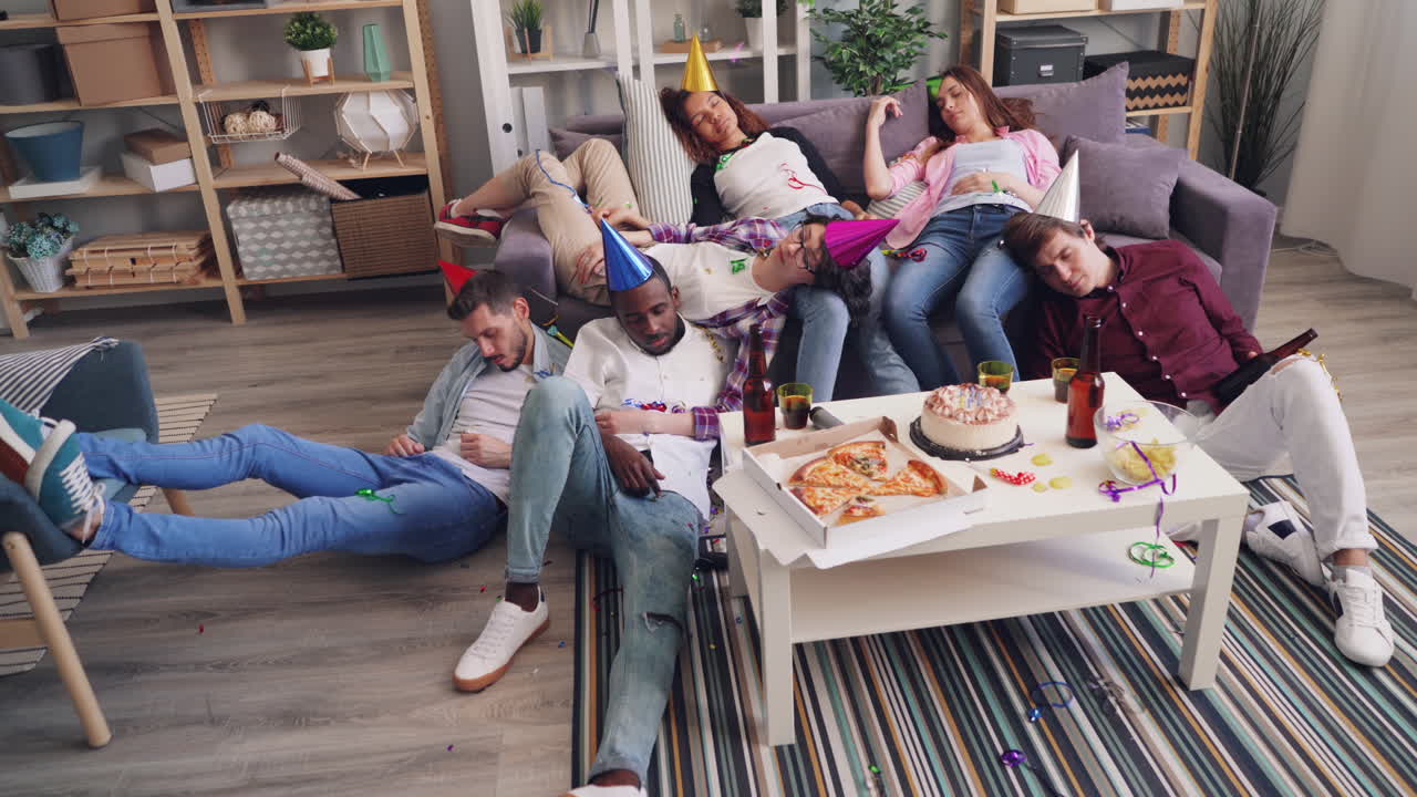 Friends Sleeping After a Party
