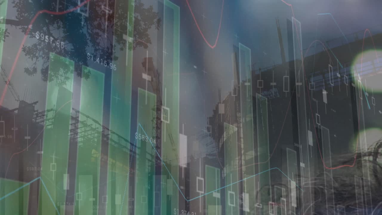 animación del procesamiento de datos estadísticos en el sitio de construcción