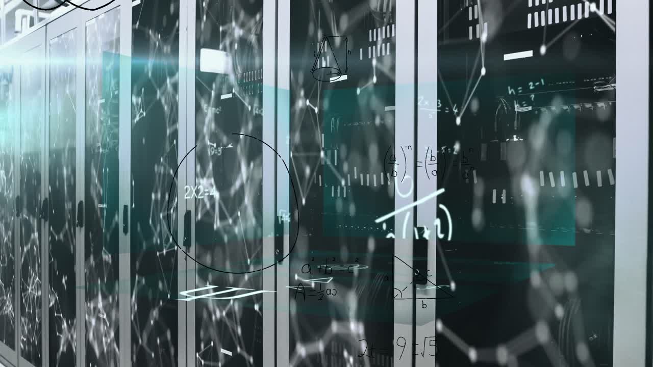 컴퓨터 서버 을 통해 연결 네트워크와 수학 계산의 애니메이션