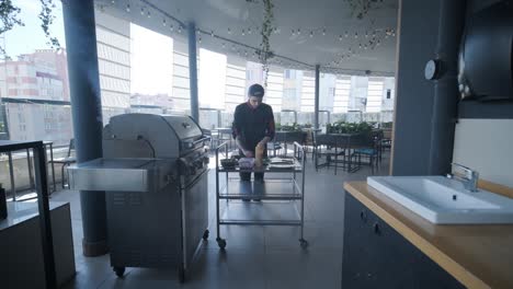 rooftop restaurant chef preparing food
