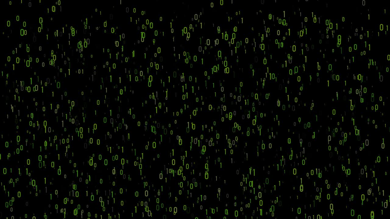 4K Abstract Loopable Flying Binary Code Animation, Black Color Background