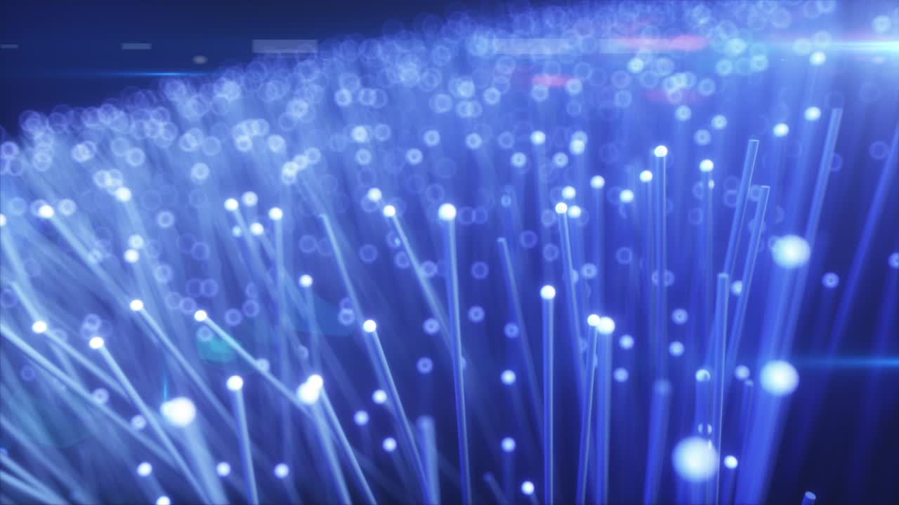 Millions of fiber optic wires transmitting a signal