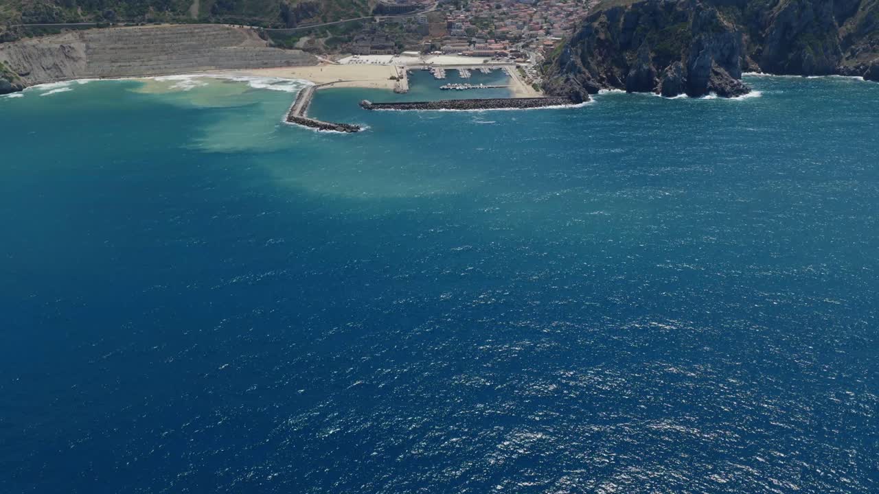Calm blue sea view from above near Buggerru, Sardinia, Italy