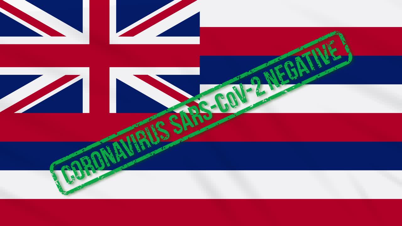 미국 하와이 주 발을 흔들며 코로나 바이러스로부터의 자유의 초록색 스프를 고 있습니다.