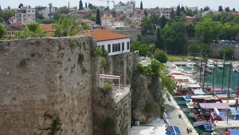 antalya marina with antalya castle