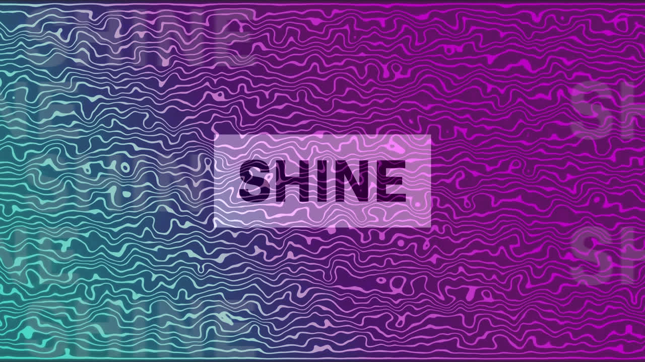 파란색과 보라색의 움직이는 배경 위에 반이는 텍스트의 애니메이션