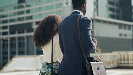 business people, walking and city with work