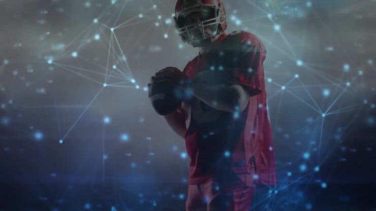 Animation of constellations over american football player