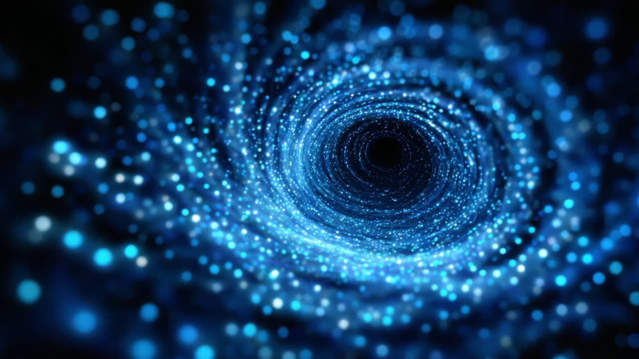 A Stunning Visual Journey Through a Hypnotic Blue Cosmic Vortex Filled with Sparkling Stars and Glowing Particles Creating a Deep Space Illusion