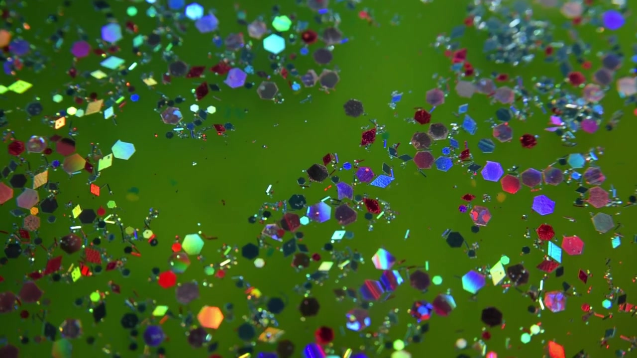 Partículas de purpurina sobre fondo verde