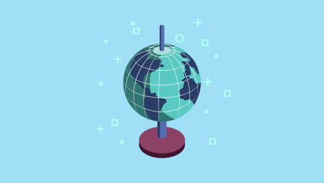 earth map isometric style animation