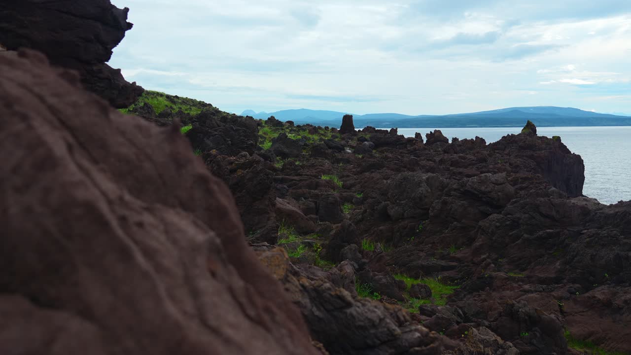 Costa lavica con vista sull'oceano