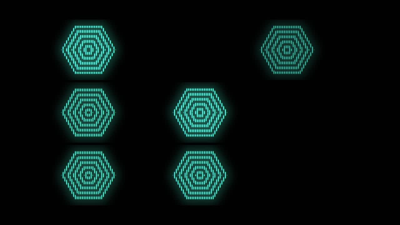 patrón de hexágonos con luz led verde neón pulsante 2