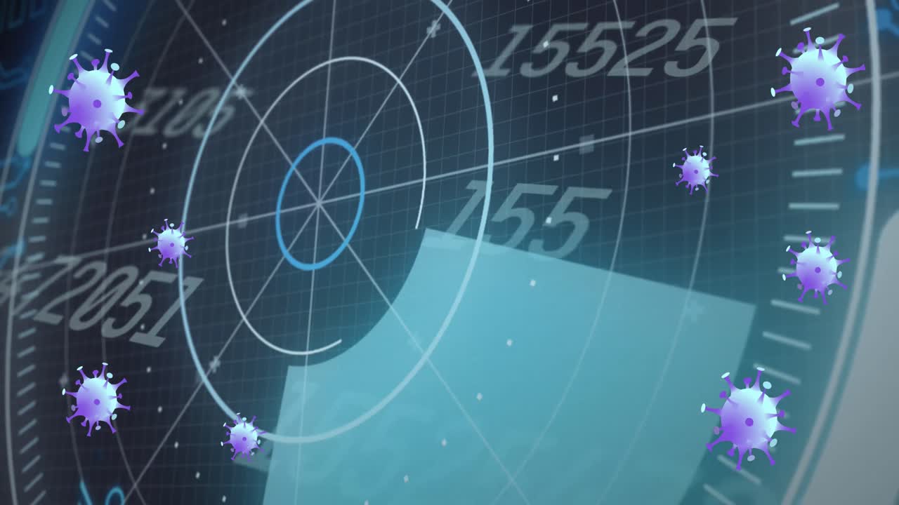 코로나 19 세포의 애니메이션과 숫자 처리 범위