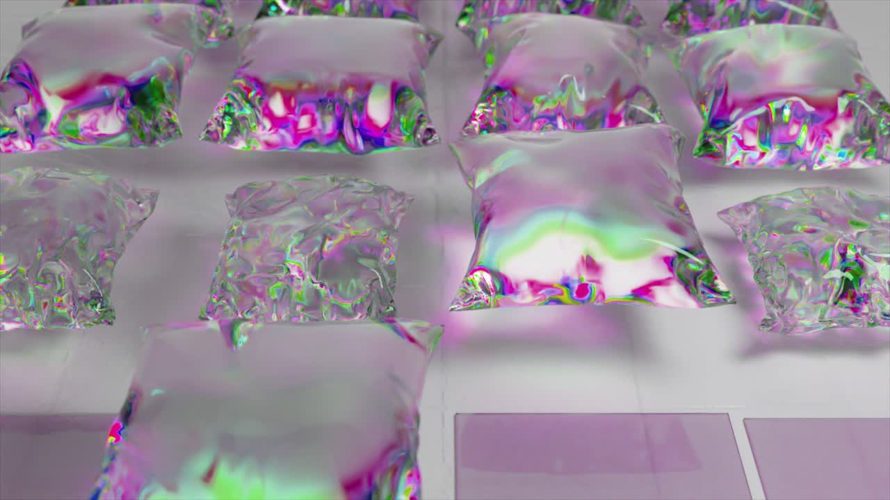 추상적인 기하학적 모양과 빛나는 액체 질감