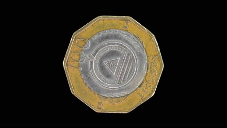 cape verde 1994 100 escudos coin obverse with national emblem rotating on black background