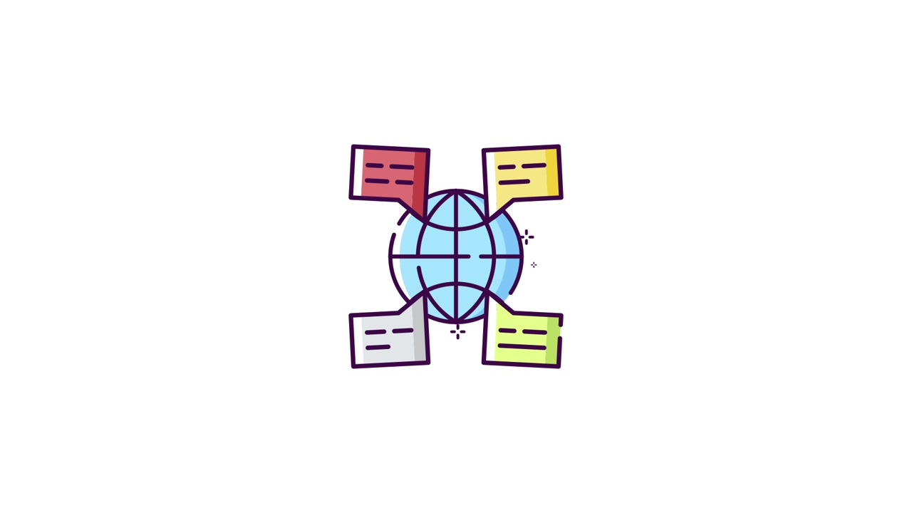 Animated Globe Icon with Chat Bubbles for Global Communication
