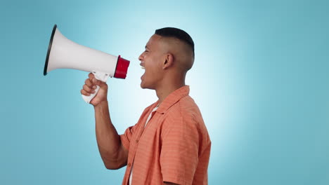 Megaphone,-politics-and-a-man-speaker-shouting