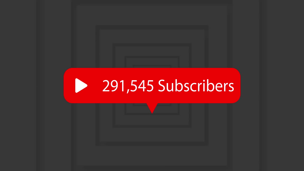 icono de juego con el aumento de los suscriptores contra cuadrados concéntricos en fondo gris