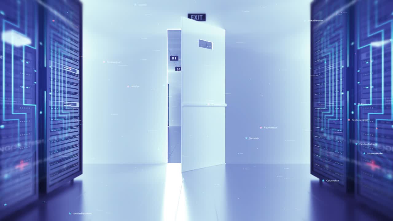 현대 데이터 센터의 서버 랙, 컴퓨터 랙, 루프