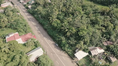 drone descending on a highway