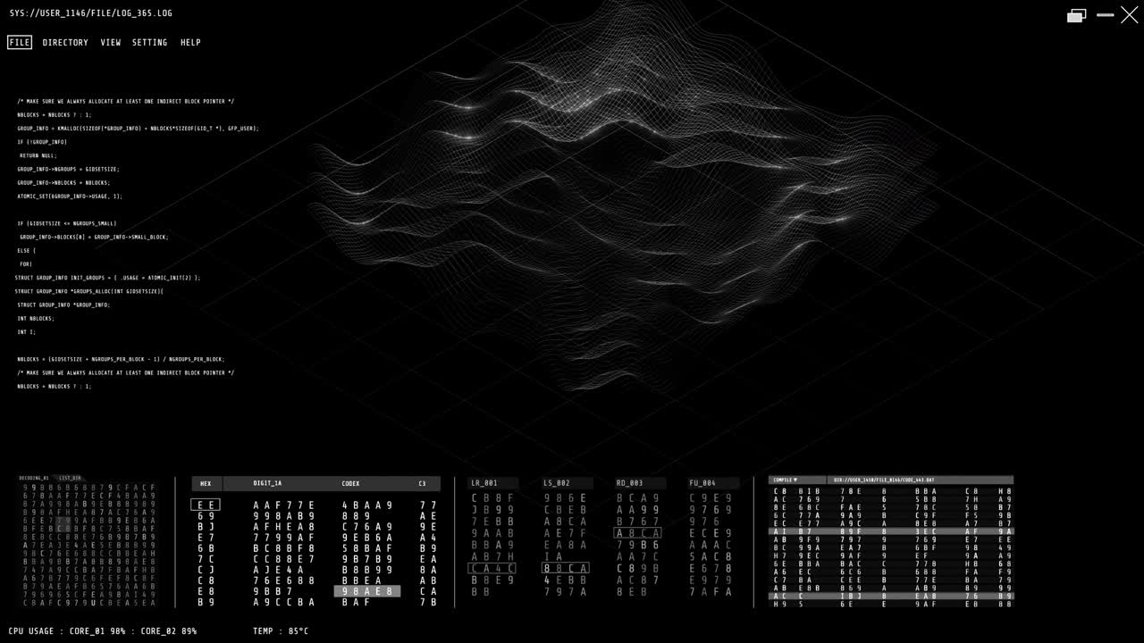 motion graphic with scientific and Data analytic waveform FUI