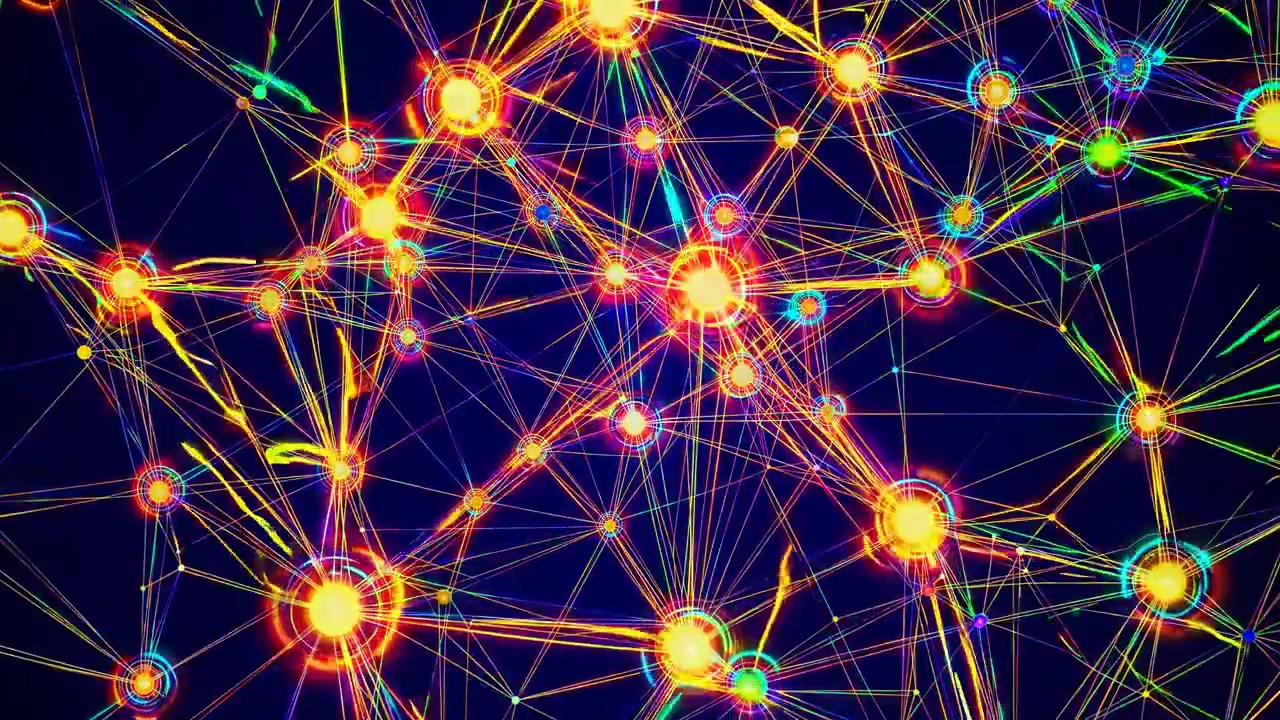 Dynamic Abstract Network of Glowing Data Connections