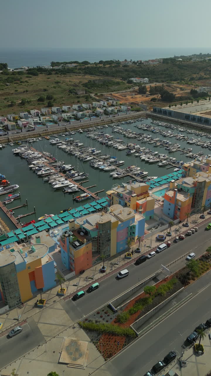 Aerial view of colorful buildings at Albufeira Marina Algarve Portugal